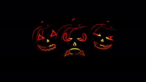 Neon Glowing Halloween Pumpkins Animation Loop