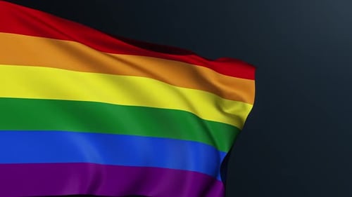 Waving Rainbow Pride Flag Animation on Dark Background
