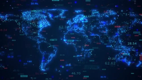 Futuristic Global Network Data Flow Animation