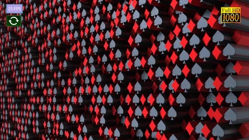 Animated Waving Playing Card Suits Geometric Background