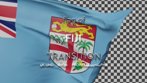 Waving Fiji Flag Alpha Channel Transition