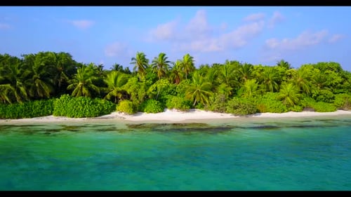 Aerial view travel of paradise coast beach holiday by aqua blue lagoon and white sandy background of
