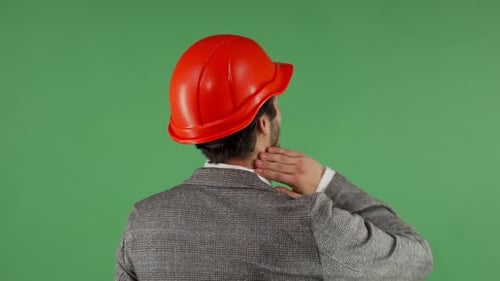 Disappointed Engineer Rubbing His Neck