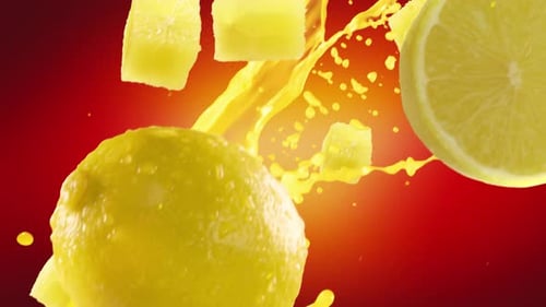 Dynamic Lemon, Lime, Pineapple and Juice Splash Animation