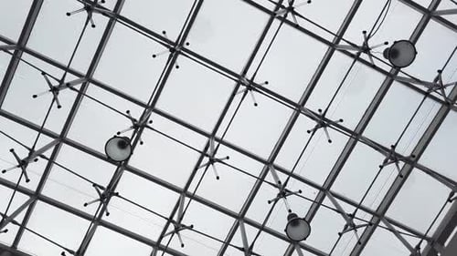 Modern Roof of the Building Made of Glass and Metal