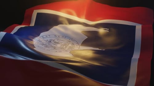 Realistic Wyoming State Flag Waving Animation