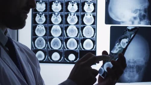 Doctor working on tablet