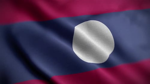 Laos National Flag Waving Seamless Loop
