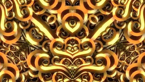 Golden Ornate Ethnic Kaleidoscopic Abstract Motion Background