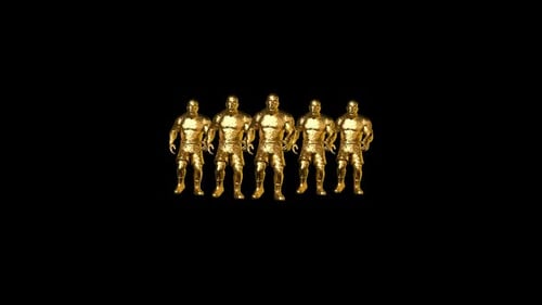 Textured Golden Muscular Figures Marching Animation