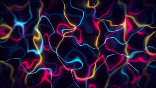 Abstract Neon Fluid Lines Motion Background Loop