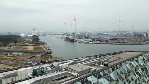 The waterfront along Antwerp Port House in Belgium