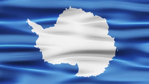 Waving Flag of Antarctica Map Outline Animation