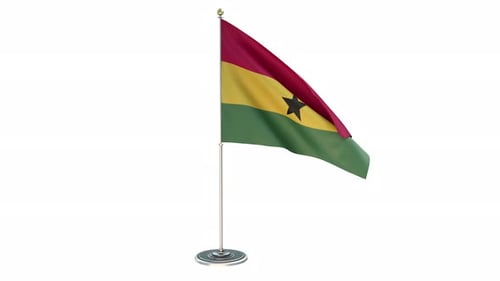 Animated Ghana Flag Waving on a Stand