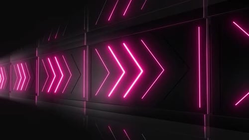 Dynamic Neon Arrows Moving Forward Tunnel Loop Background