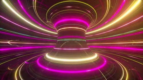 Vibrant Neon Lights Abstract Tunnel Background
