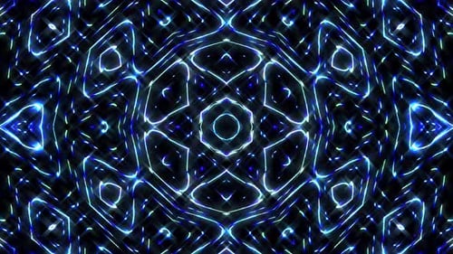 Dynamic Abstract Neon Blue Kaleidoscope Motion Background Loop