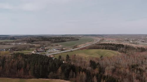 Aerial View of Countryside on Spring Day