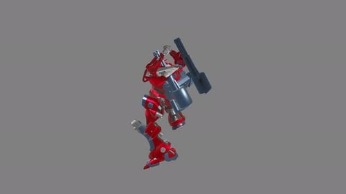 Dynamic 3D Futuristic Mech Robot Spinning Animation