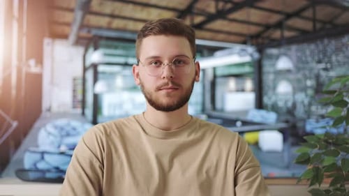 Caucasian Guy Working in Office