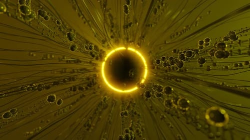 Futuristic Abstract Tunnel Background with Glowing Neural Network