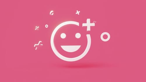 3D Happy Face Plus Icon Reveal Animation