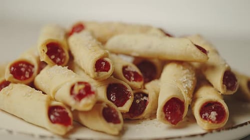 Pile of Rolled Cookies with Jam Filling