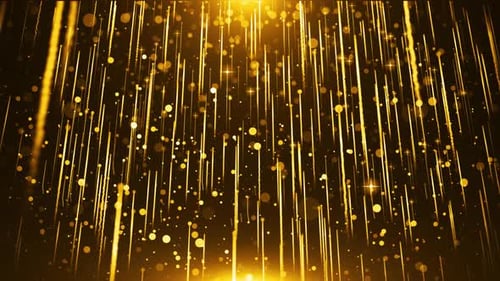 Elegant Golden Particles and Light Streaks Falling Background Loop
