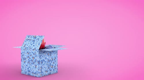 Colorful Balloons Flying from Floral Gift Box Opening