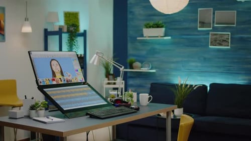 Empty Photography Studio for Retouch Work at Home