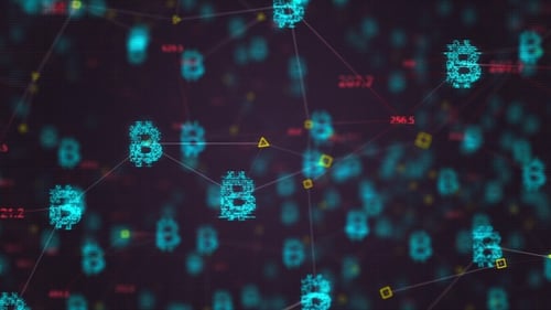 Futuristic Digital Bitcoin Network Connection Animation