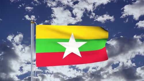 Myanmar Flag Waving 4k