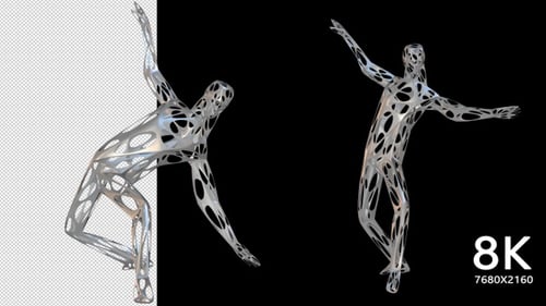 Abstract Dancing Figure with Fluid Organic Mesh Body