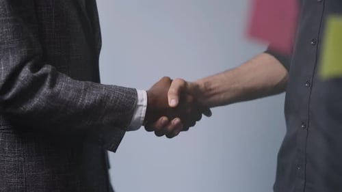 Closeup Shaking Hands of Unrecognizable African American and Middle Eastern Partners in Office