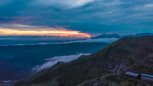 Mountain Range Aerial View at Sunrise or Sunset