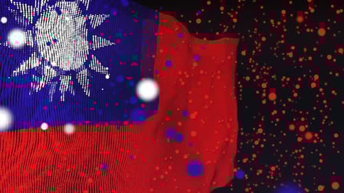 Taiwan Flag Digital Particle Wave Animation