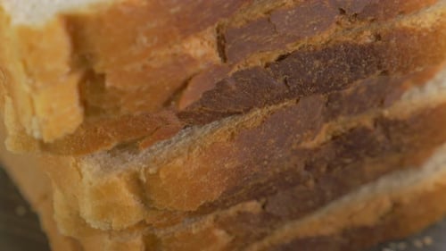 Stack of Sliced White Bread Macro Close-up