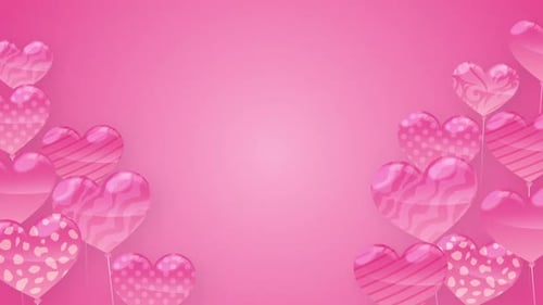 Floating Pink Heart Balloons for Love and Celebration Background