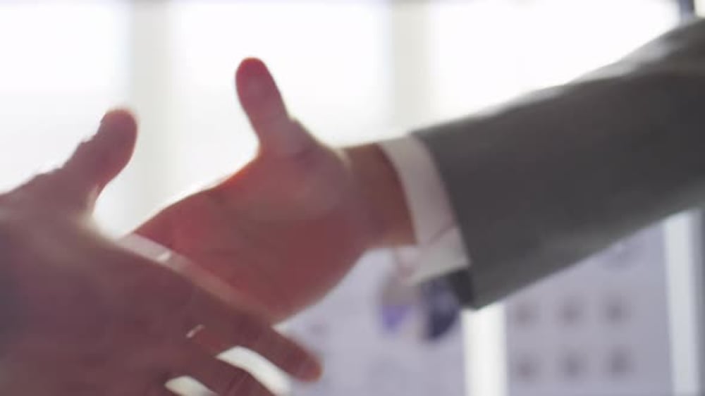 Business People Handshake in Office Setting, Business, Corporate Stock ...