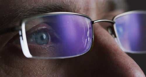 Extreme Close Up of Man with Glasses