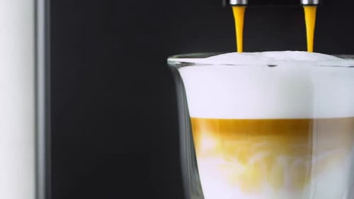 Close Up of Latte Being Prepared