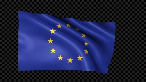 Waving European Union Flag Seamless Loop Motion Graphic