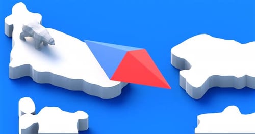 Arctic Orthographic Landscape with White Bear in Flat Style