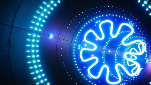 Flower Shapes Blue Neon Light VJ Tunnel Loop 4K