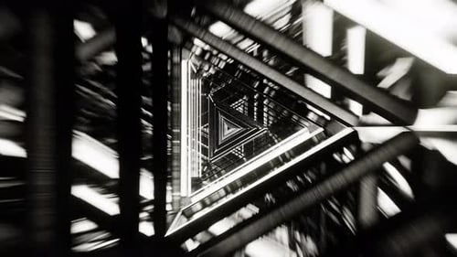 Schwarz-Weiß-Noir-Dreiecktunnel Vj Loop 4K