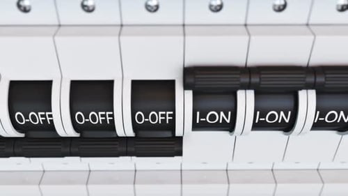 Electrical Circuit Breakers Switching On and Off 3D Animation