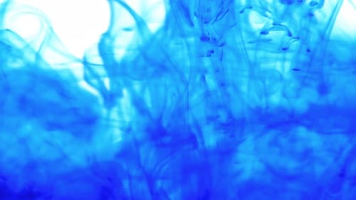Blue Ink Swirling in Water, Abstract Background