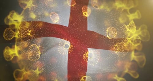 Abstract Red Cross Motion with Glowing Futuristic Particles