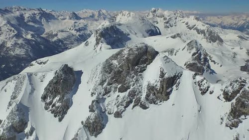 Aerial Mountain Panorama View in Winter