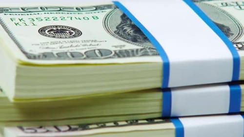 Neat Stack of Banded One Hundred Dollar Bills